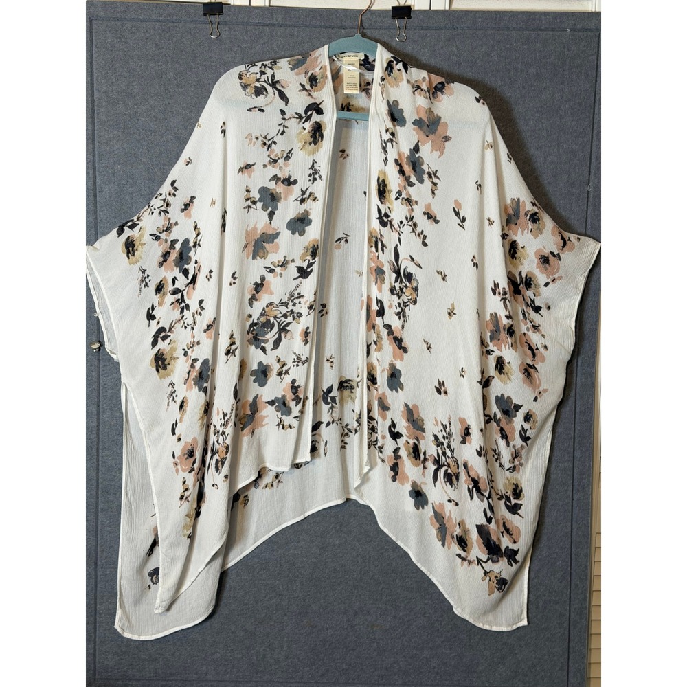 Max Studio Flowy Kimono Small Floral Airy Cottagecore Ethereal Lightweight Wrap